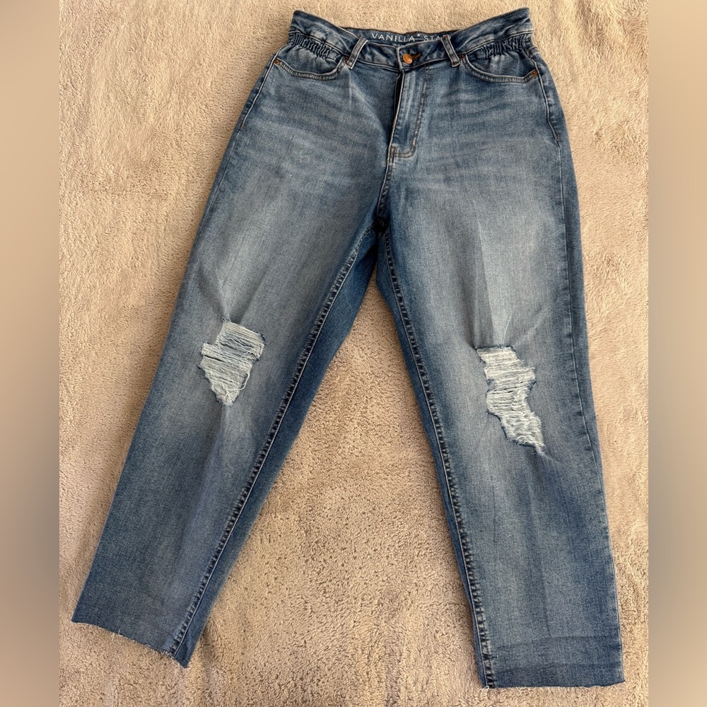 Vanilla Star Blue Distressed Boyfriend Jeans